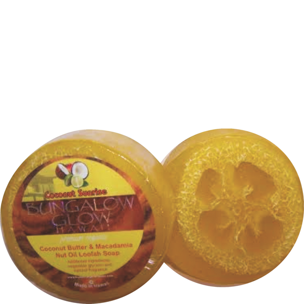 Coconut Sunrise Premium Organics Coconut Butter Sticker Loofah Soap
