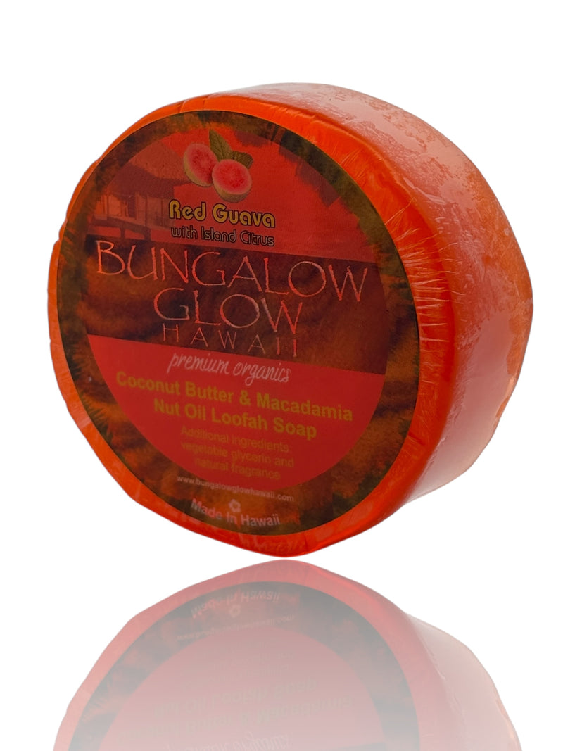 MADE IN HAWAII.Red Guava with Island Citrus Premium Organics Coconut Butter Sticker Loofah Soap