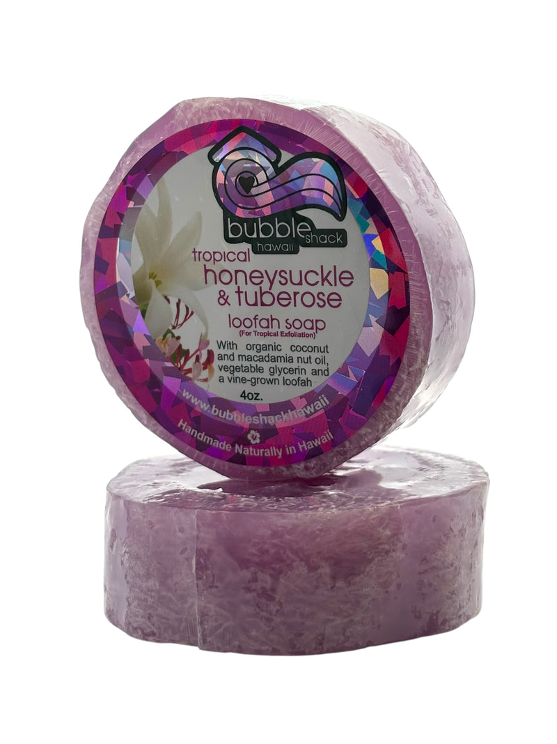 MADE IN HAWAII.Tropical Honeysuckle & Tuberose Loofah Soap