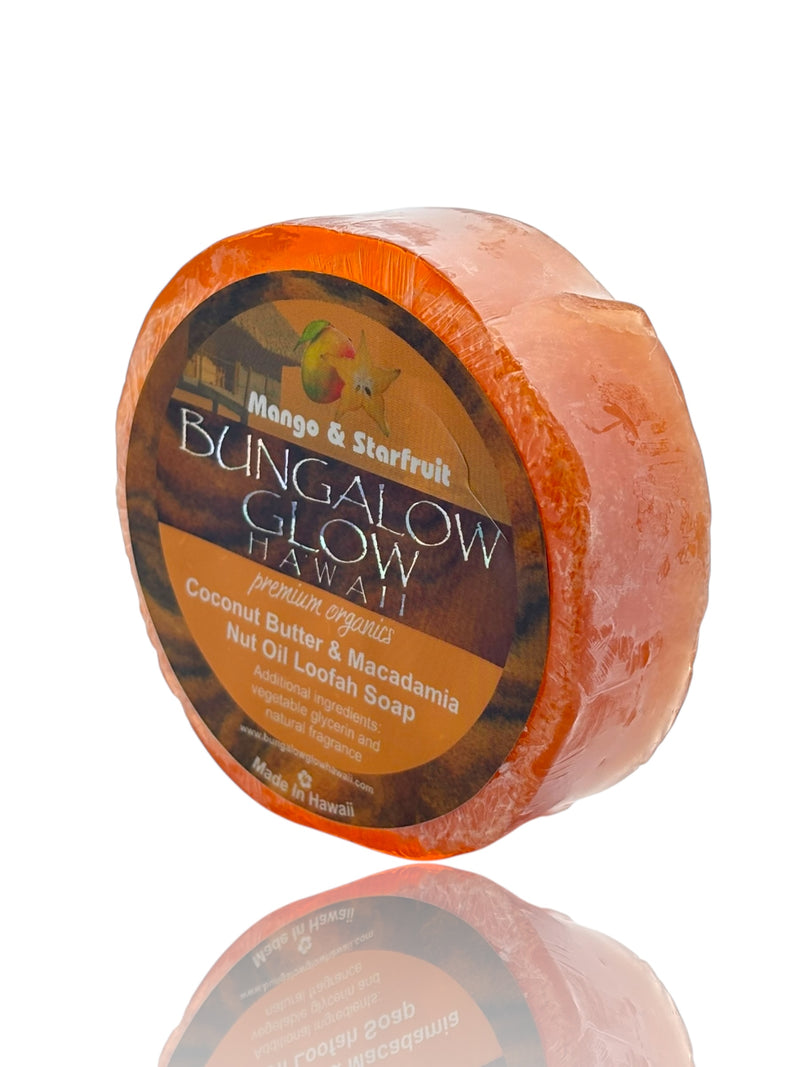 MADE IN HAWAII.Mango & Starfruit Premium Organics Coconut Butter Loofah Soap