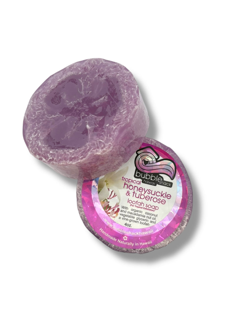 MADE IN HAWAII.Tropical Honeysuckle & Tuberose Loofah Soap