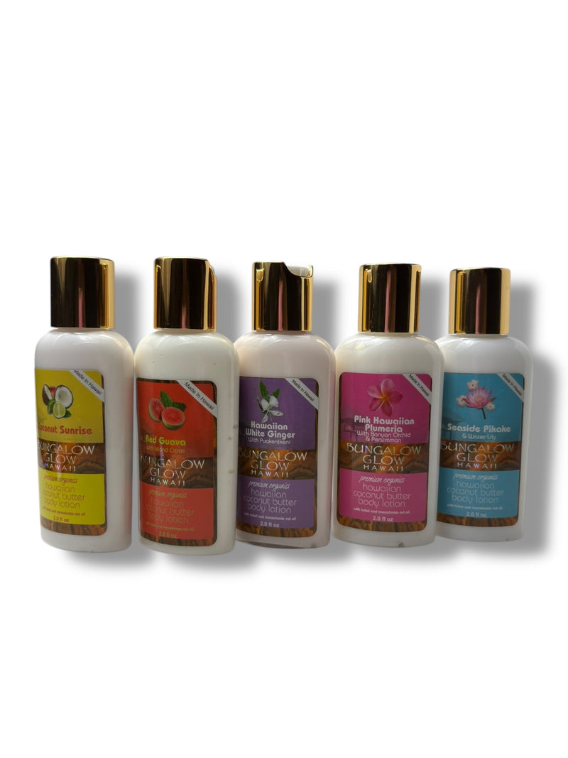 MADE IN HAWAII, Premium Organics Set of 5 -2oz Coconut Butter Body Lotions.
