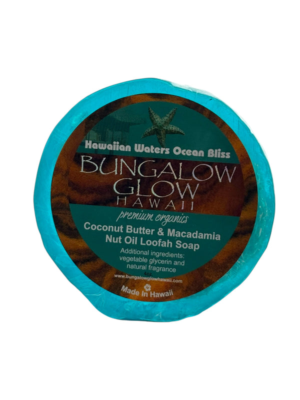 MADE IN HAWAII, Hawaiian Waters Ocean Bliss Premium Organics Coconut Butter Loofah Soap.