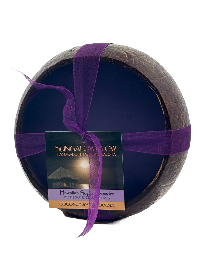 Hawaiian Super Lavender Coconut Shell Soy Candle,12oz