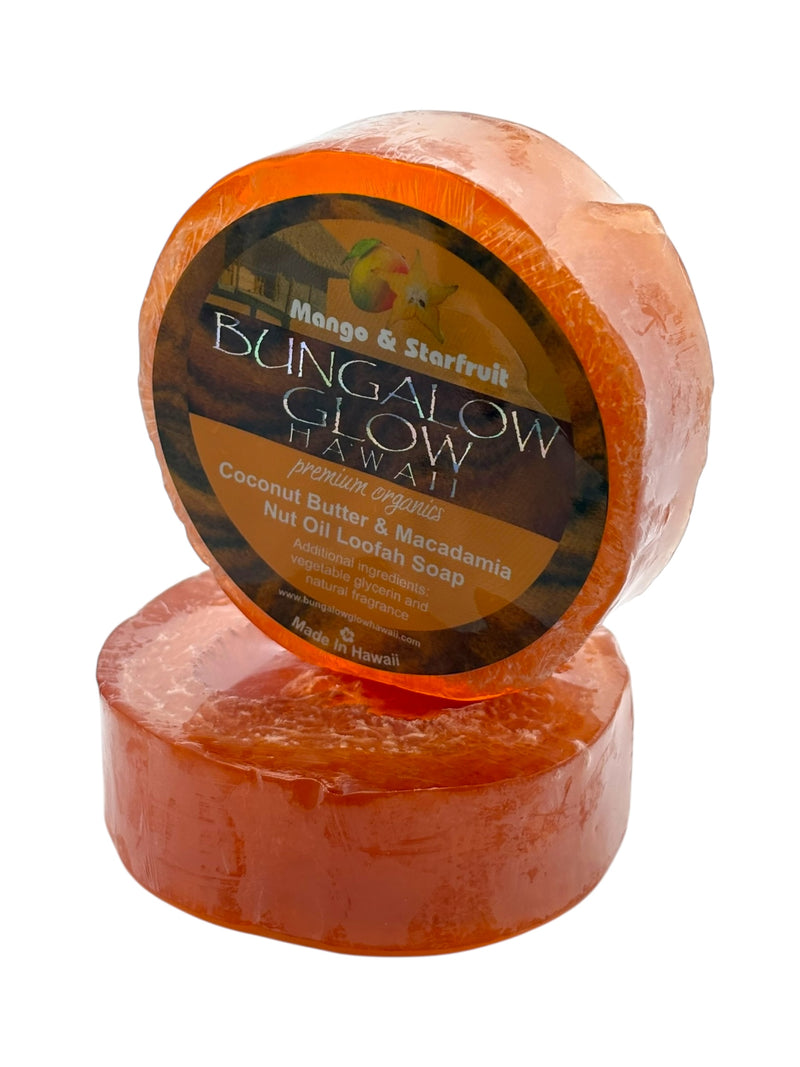 MADE IN HAWAII.Mango & Starfruit Premium Organics Coconut Butter Loofah Soap