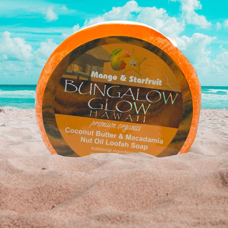 MADE IN HAWAII.Mango & Starfruit Premium Organics Coconut Butter Loofah Soap