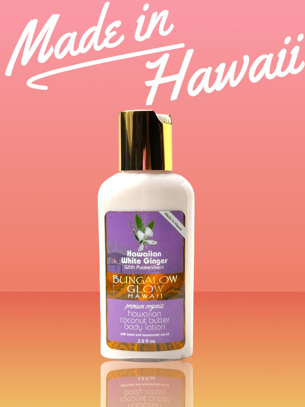MADE IN HAWAII, Hawaiian White Ginger with Puakenikeni Coconut Butter Body Lotion 2oz.