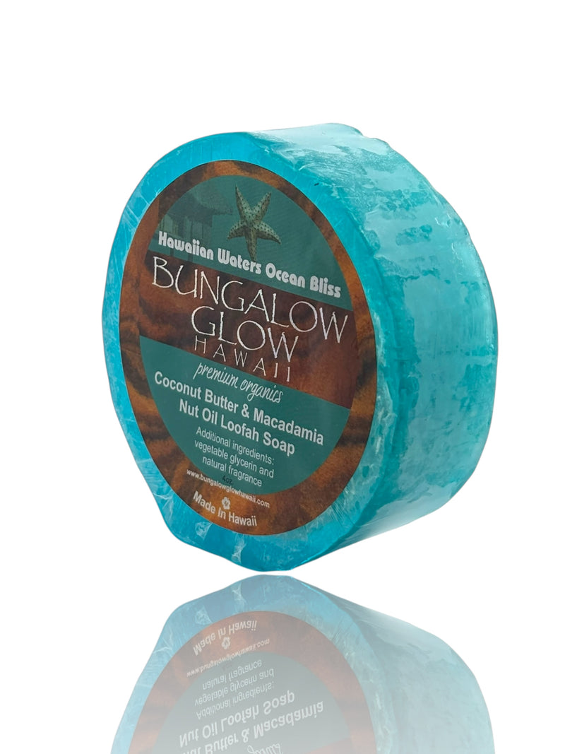 MADE IN HAWAII, Hawaiian Waters Ocean Bliss Premium Organics Coconut Butter Loofah Soap.
