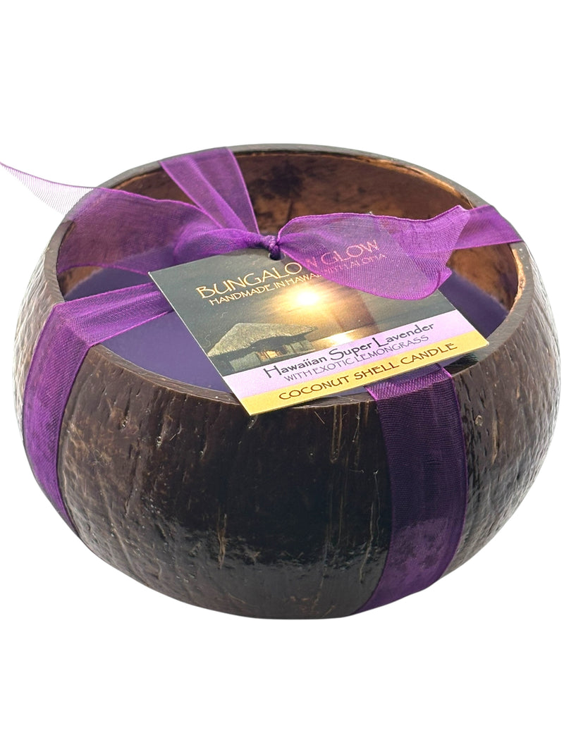 Hawaiian Super Lavender Coconut Shell Soy Candle,12oz
