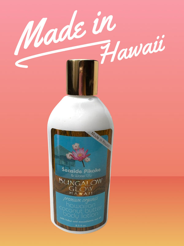 MADE IN HAWAII, Seaside Pikake + Water Lily Coconut Butter Body Lotion 8.5oz.