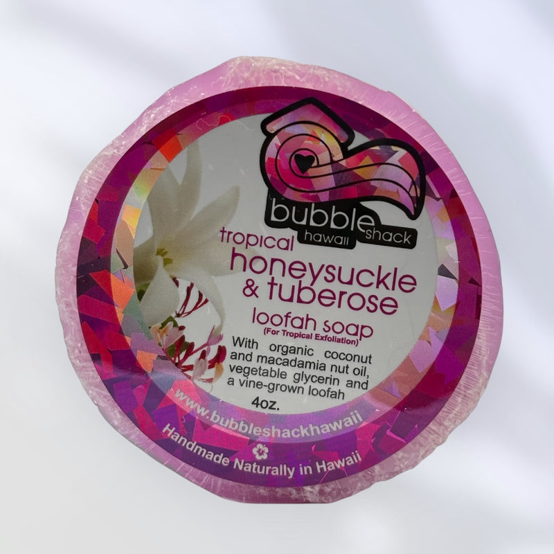 MADE IN HAWAII.Tropical Honeysuckle & Tuberose Loofah Soap