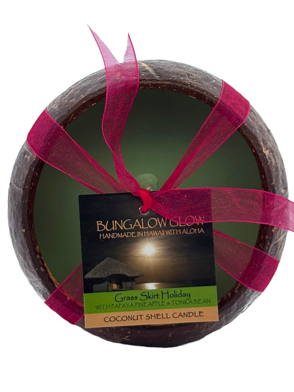 Grass Skirt Holiday Coconut Shell Soy Candle,12oz