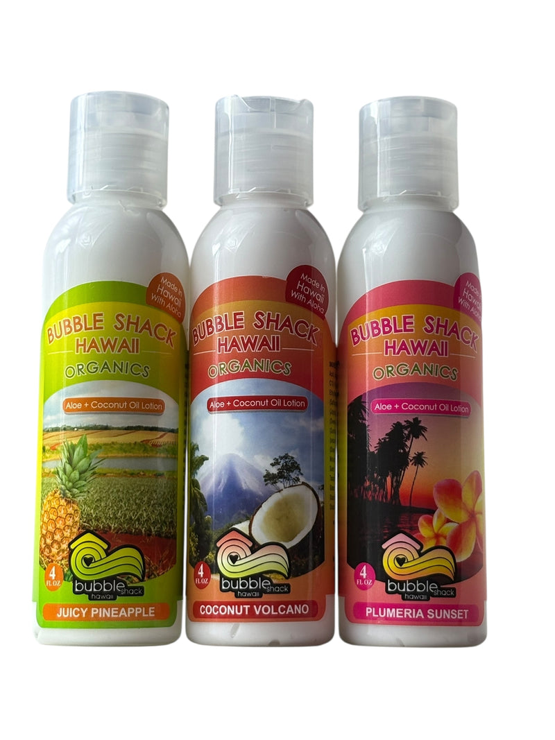 MADE IN HAWAII, 4oz Bubble Shack Classics 3 Pack with Travel Case.