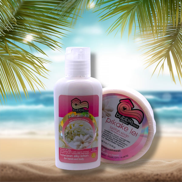 MADE IN HAWAII, Pikake Lei Mini Lotion and Loofah Soap Gift Set.