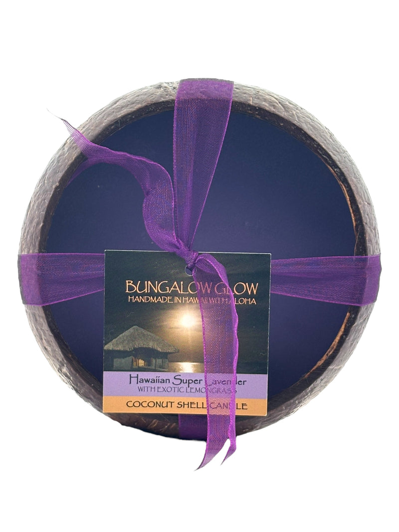 Hawaiian Super Lavender Coconut Shell Soy Candle,12oz