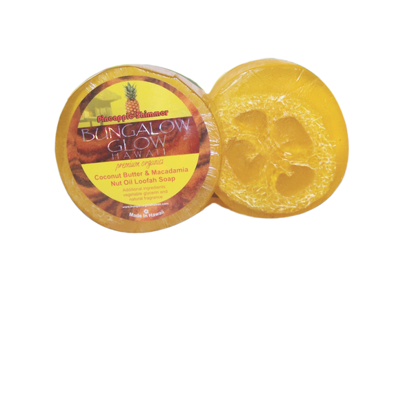 Pineapple Shimmer Premium Organics Coconut Butter Sticker Loofah Soap