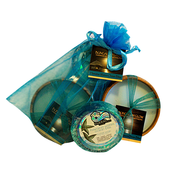Hawaiian Waters Ocean Bliss Loofah Lather / Soy Poi Candle Gift Set