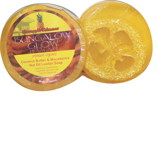Pineapple Shimmer Premium Organics Coconut Butter Sticker Loofah Soap