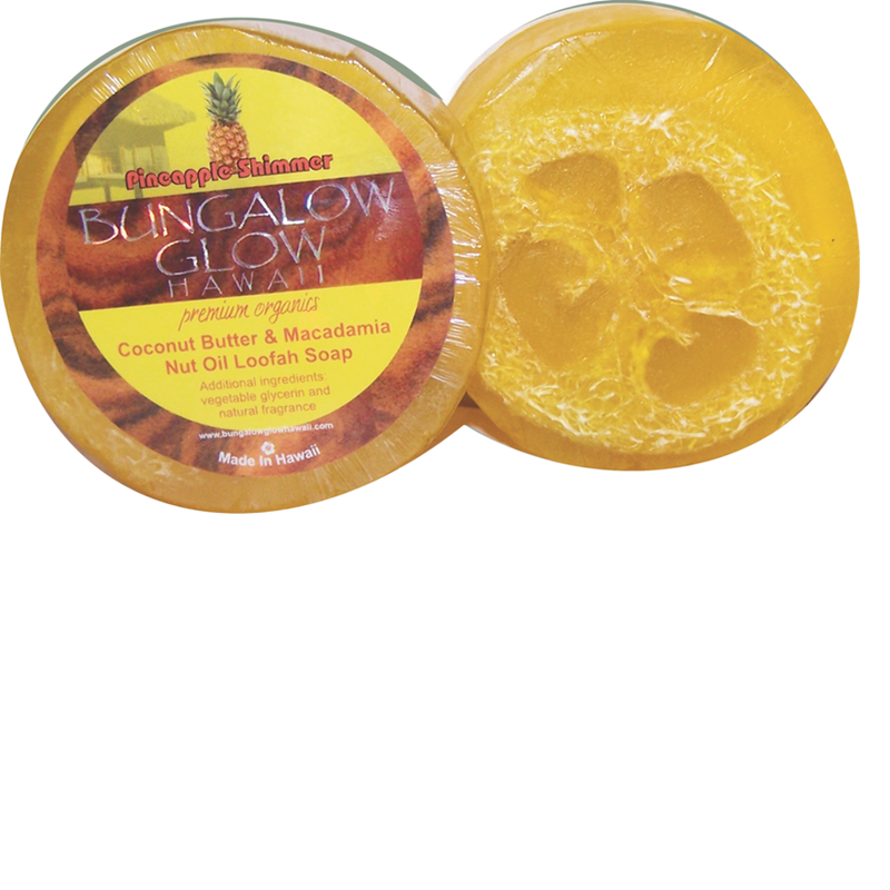 Pineapple Shimmer Premium Organics Coconut Butter Sticker Loofah Soap