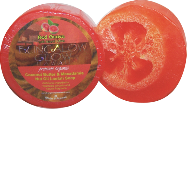 Red Guava with Island Citrus Premium Organics Coconut Butter Sticker Loofah Soap