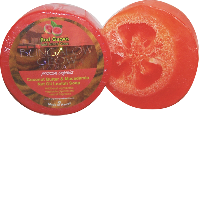 Red Guava with Island Citrus Premium Organics Coconut Butter Sticker Loofah Soap