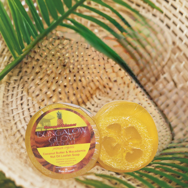 Pineapple Shimmer Premium Organics Coconut Butter Sticker Loofah Soap