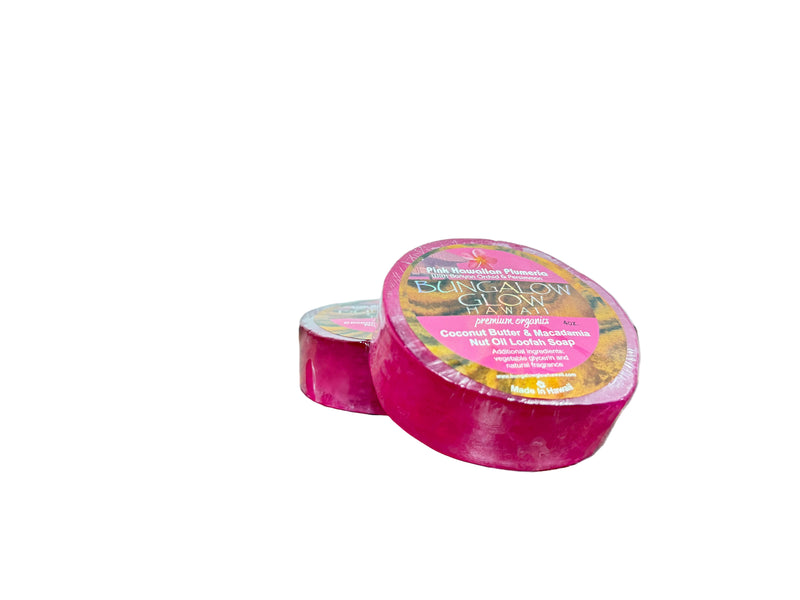 Pink Hawaiian Plumeria Premium Organics Coconut Butter Sticker Loofah Soap
