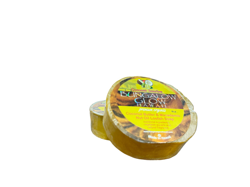 Coconut Sunrise Premium Organics Coconut Butter Sticker Loofah Soap