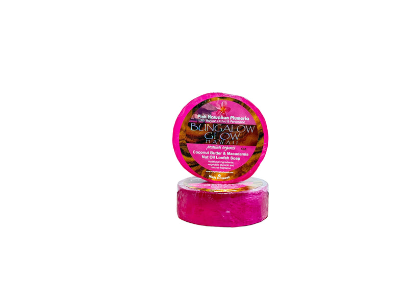 Pink Hawaiian Plumeria Premium Organics Coconut Butter Sticker Loofah Soap