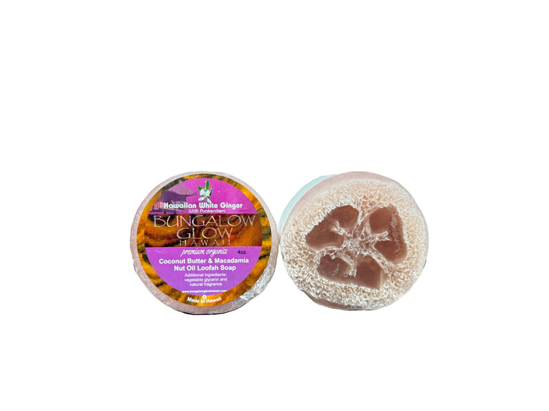 Hawaiian White Ginger with puakenikeni Premium Organics Coconut Butter Loofah Soap