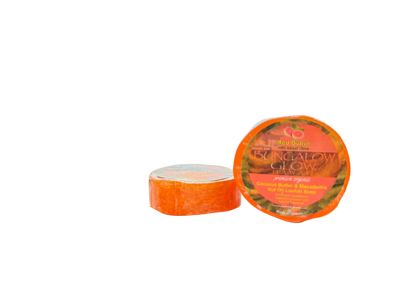 Red Guava with Island Citrus Premium Organics Coconut Butter Sticker Loofah Soap