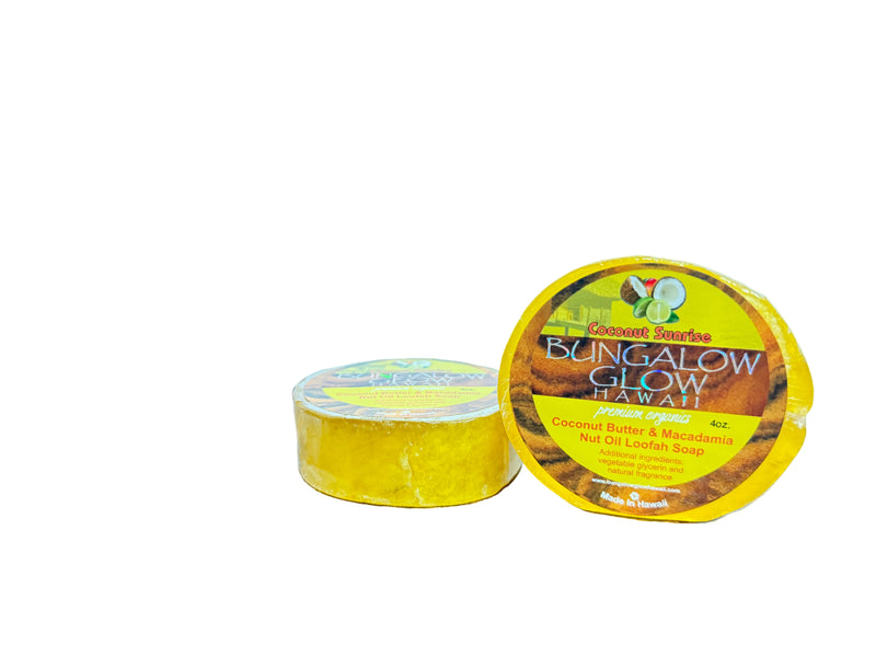 Coconut Sunrise Premium Organics Coconut Butter Sticker Loofah Soap
