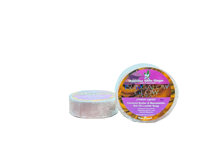 Hawaiian White Ginger with puakenikeni Premium Organics Coconut Butter Loofah Soap