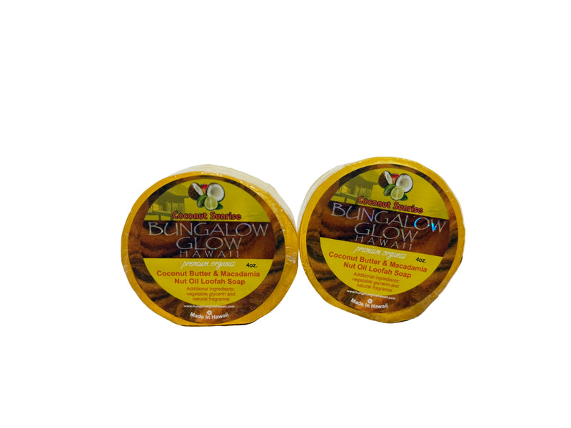 Coconut Sunrise Premium Organics Coconut Butter Sticker Loofah Soap