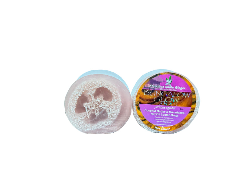 Hawaiian White Ginger with puakenikeni Premium Organics Coconut Butter Loofah Soap