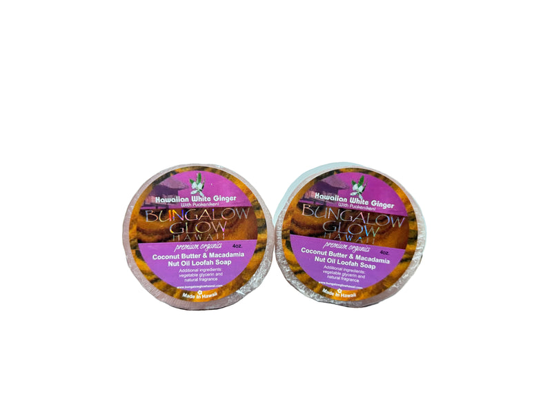 Hawaiian White Ginger with puakenikeni Premium Organics Coconut Butter Loofah Soap