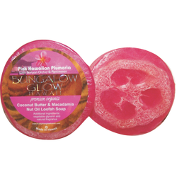 Pink Hawaiian Plumeria Premium Organics Coconut Butter Sticker Loofah Soap