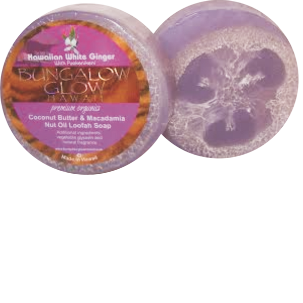 Hawaiian White Ginger with puakenikeni Premium Organics Coconut Butter Loofah Soap