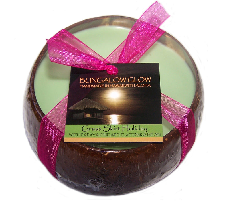 Grass Skirt Holiday Coconut Shell Soy Candle,12oz