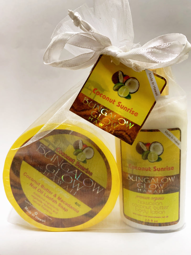 Coconut Sunrise 2oz Lotion and Loofah Soap Gift Set